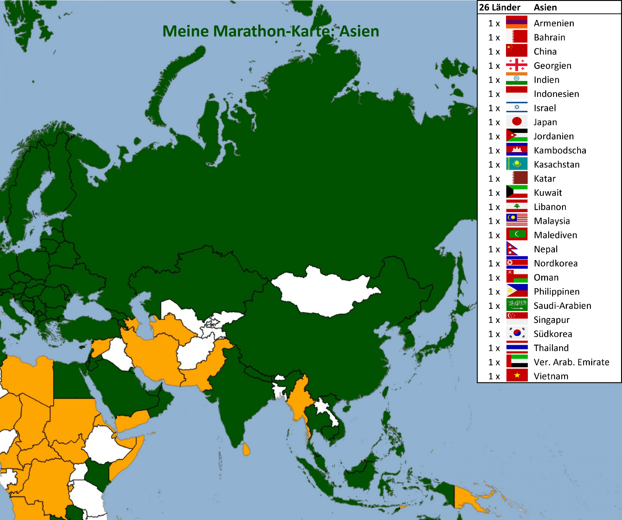 Meine Marathon-Karte: Asien