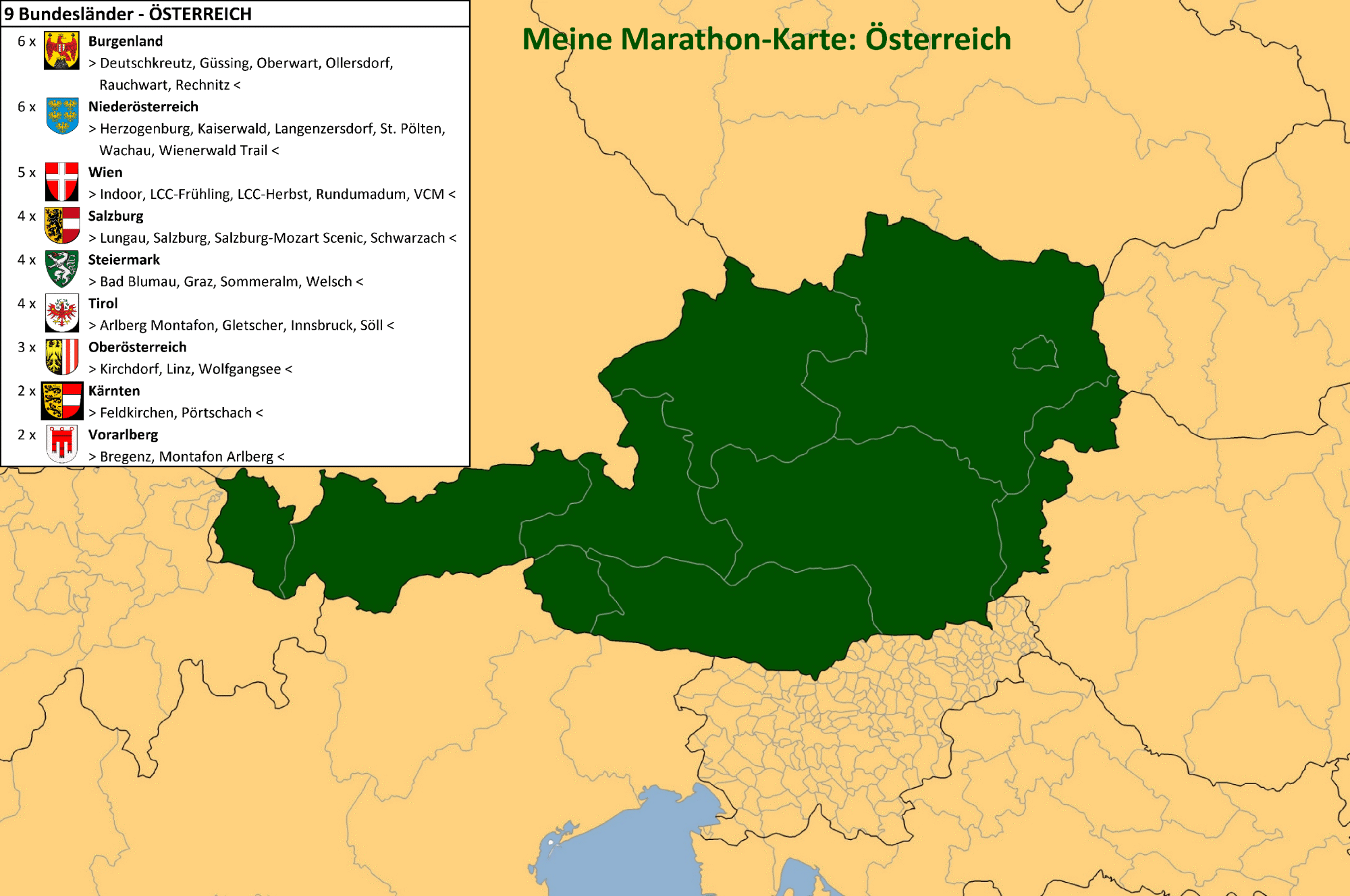 Meine Marathon-Karte: Österreich
